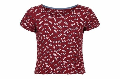 Faithful Mantara & True Damen Basic Bluse Größe 10 Rot Blumenmuster Rundhals Freizeit