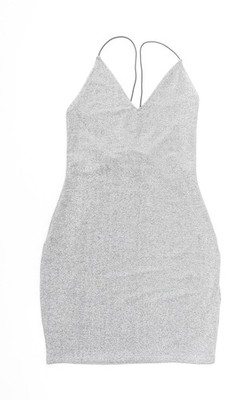 H&M Divided Damen Partykleid Silber Bodycon Größe S