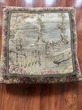 Vintage Tapestry Floral Nature Square Decorative Pillow 24x24in Beige Green