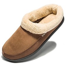 NDB Men's Warm Memory Foam Suede Plush Shearling Lined Slip on 11-12 Dark Brown