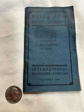 Rare Antique 1905 International Harvester Employees Rules And Regulations.