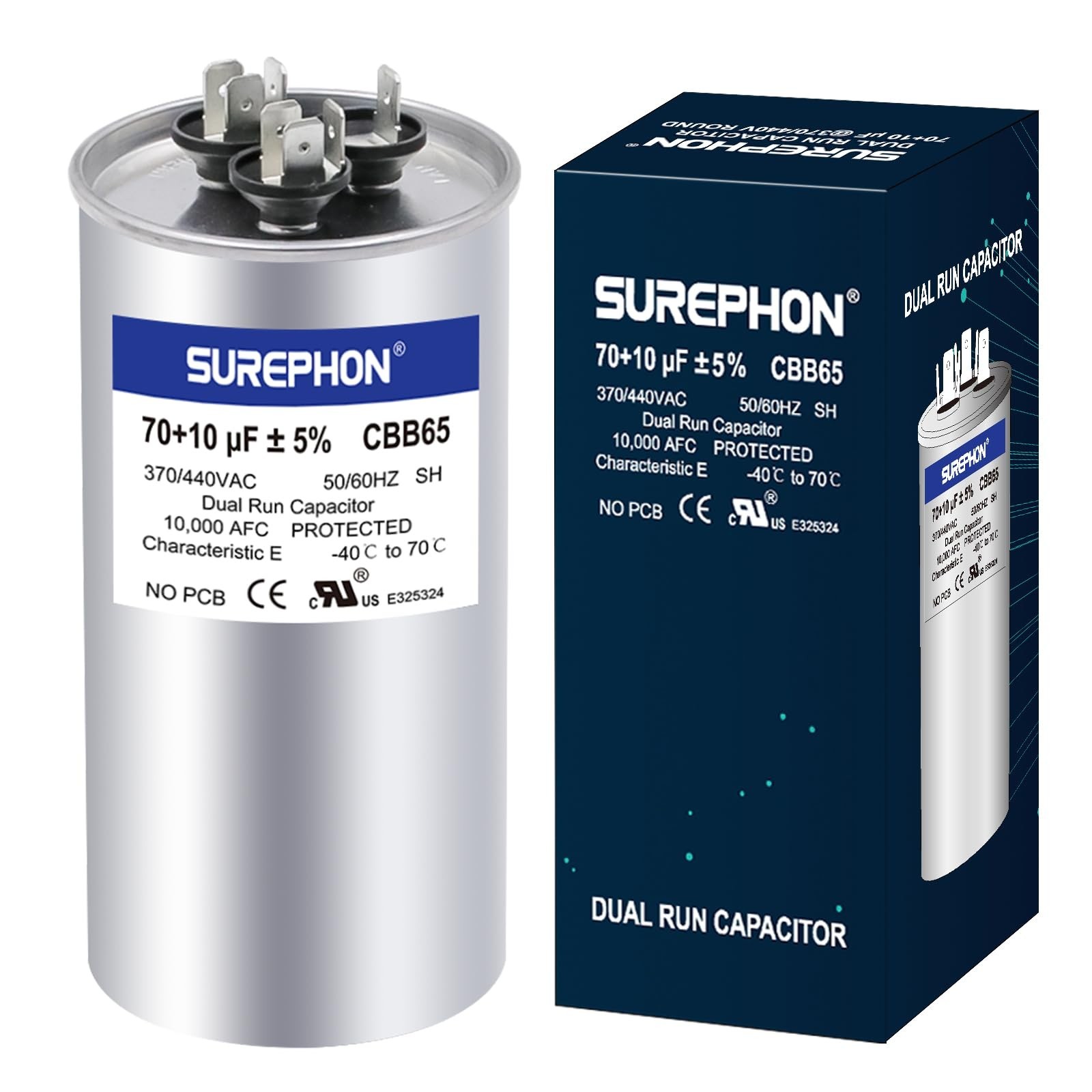 70+10 uF 70/10 MFD ±5% 370V/440VAC Dual Run Start Capacitor CBB65 Works for A...