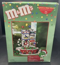 2004 Dept 56 M&Ms Christmas Holiday Lighted Toy Store w Candy Dish NOB