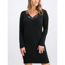 Calvin Klein Gray Sequins Long Sleeve Jersey Cocktail Dress WMNS Plus 16W V-Neck