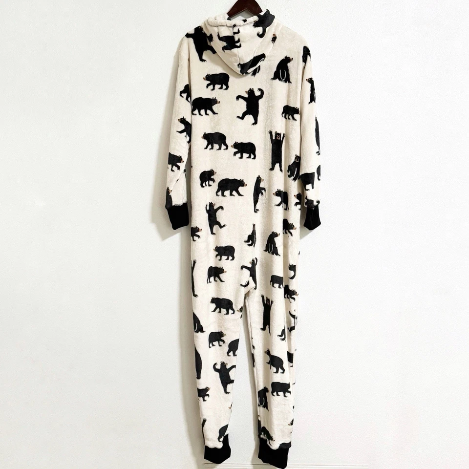 Mono Hatley Little Blue House Black Bears Cabin polar con capucha unisex talla XL Foto 3 de 4