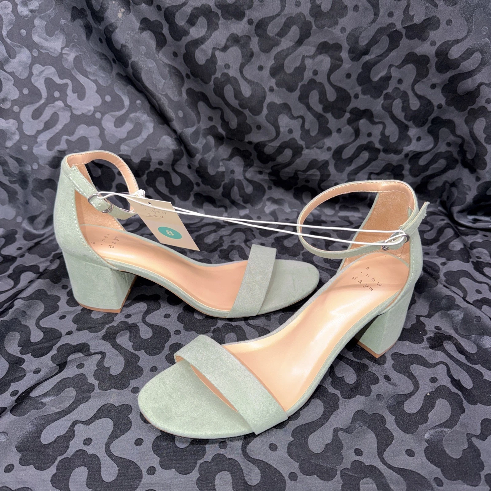UP- A New Day Michaela Green Block Heel Ankle Strap Sandals Size 8