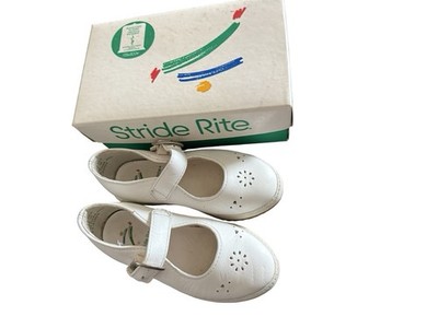 Stride Rite White Leather Mary Janes sneakers shoes size 8 1/2 wide new