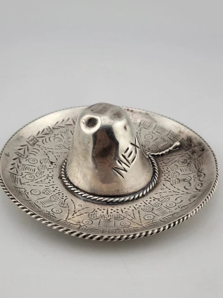 "Sombrero Vintage México Souvenir Plata de Ley 925 4"" con Símbolo MASÓNICO".  Foto 3 de 4