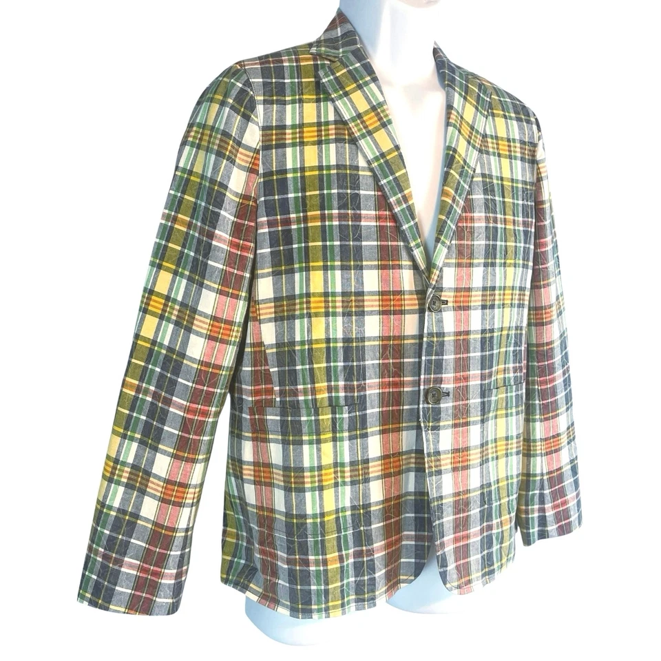 Blazer Brooks Brothers Rojo Vellón Niños Madrás Cuadros Preppy Clásico Grande Foto 2 de 4