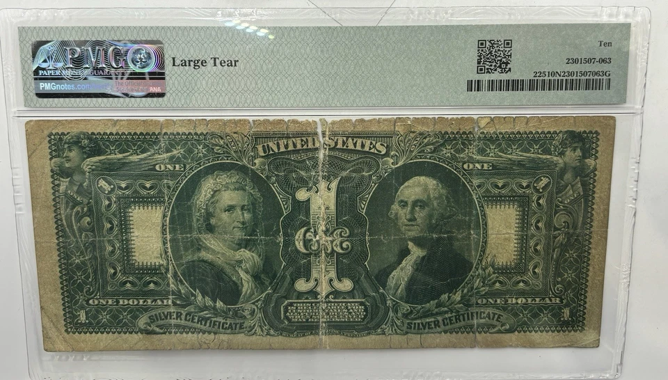 1896 Silver Certificate $1 - Educational  Note - SCARCER Fr. 225 - Bruce/Roberts - Image 2 of 2