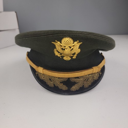 VTG Vietnam War era US Army Officer Dress Visor Cap Hat Uniform Bancroft 7 1/8 - Bild 2 von 12