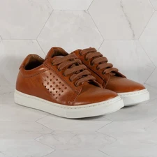 Vince Camuto Cowon Cognac Cow Analine Brown Leather Court Sneaker Boys 11.5