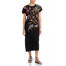 Johnny Was Osaka Cotton Embroidered Dress Black Size XS
