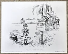 11x14 SPANISH AMERICAN WAR UNCLE SAM CARTOON by CHARLES NELAN (NEW YORK HERALD)