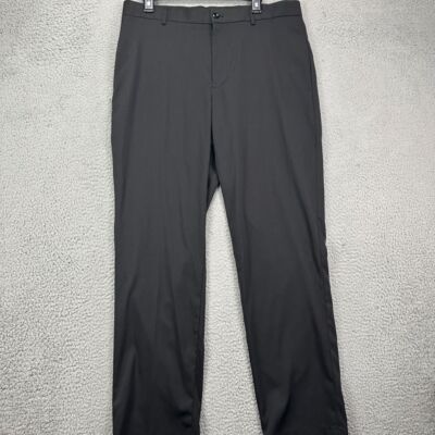Slazenger Chino Golf Pants Mens 34X32 Black Straight Stretch Flat Front Pockets