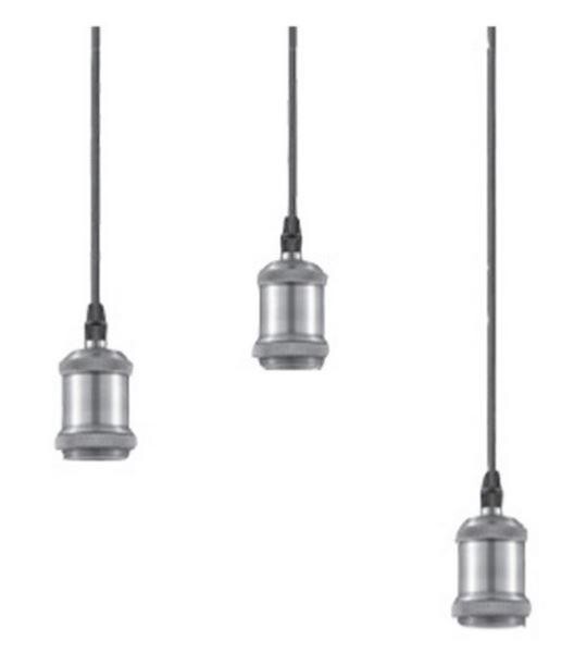 Plafonnier rond design acier brossé lustre 3 culots E27 luxe - 2