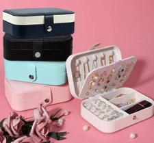 Portable Jewelry Box Organizer Leather Jewellery Ornaments Case Travel Storage