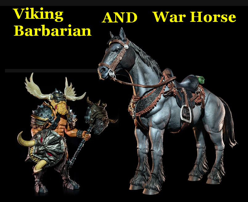 Mythic Legions Barbarian Viking Figure & WAR HORSE 2 FIGURE LOT