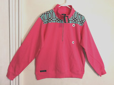 Simply Southern Womens Sweatshirt M Pink 1/4 Zip Elbow Patch Long Sleeve Sweater