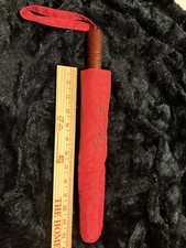 Anne Klien Compact Red Umbrella Wood Handle 100 Nylon 33"Dia x 22.5" Long