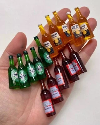 MONSTERMAGNETS Barbi Dollhouse Miniature Drinks Mini Beer Bottle Soda Alcohol Liquor Lot 👻🧲15