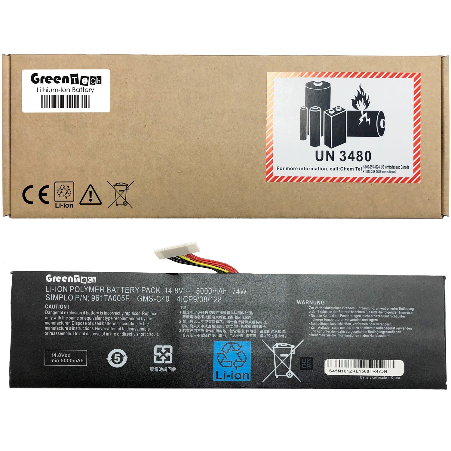 GREENTECH GMS-C40 BATTERY FOR RAZER BLADE PRO 17 2013 2014 2015 74WHR RZ09-0117