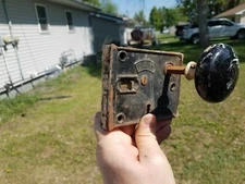 Vintage Door Handle Knob Set With Door Plates Hardware Lock Assembly, by B.L.W