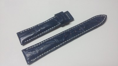 18mm/16mm Blue Alligator Crocodile Embossed Leather Watch Strap Band