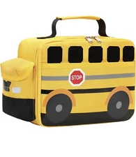 Insulated School bus Lunch Bag for Kids, Reusable Cooler Thermal Meal Tote