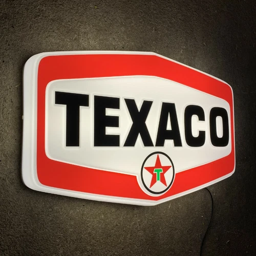 TEXACO LED ILLUMINATED LIGHT BOX WALL SIGN GARAGE OIL GAS STATION AUTOMOBILIA - Picture 1 of 12