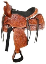 Fully tooled Double T youth saddle 13"