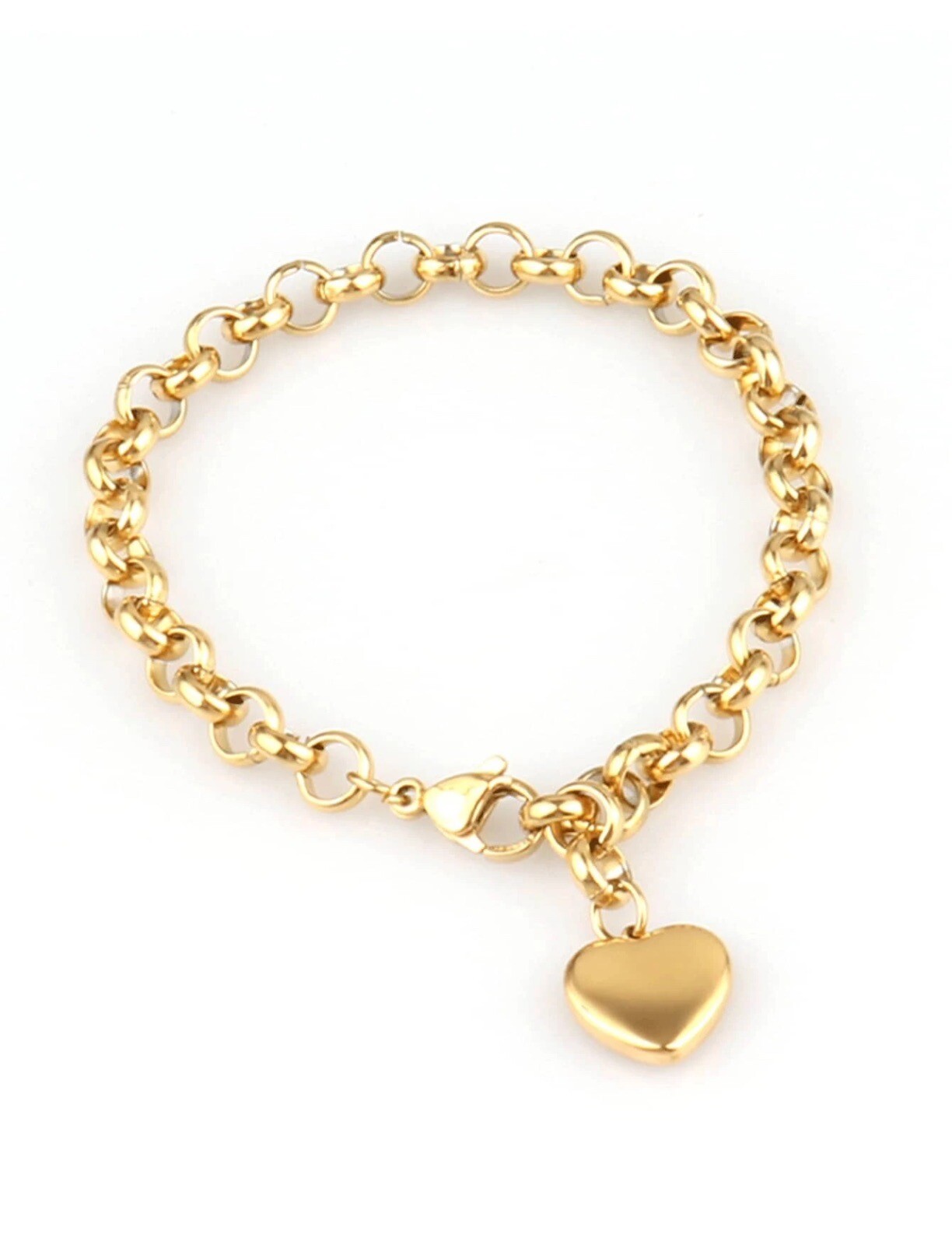Bracelet acier inoxydable doré motif cœur pour tenue quotidienne