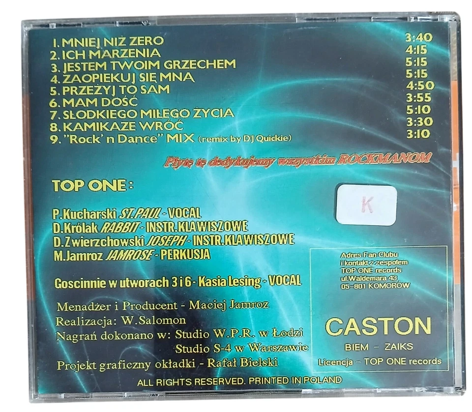 Top One Rock'n Dance CD Polish 1993 European Dance Music Poland Caston Europop - Image 2 of 3