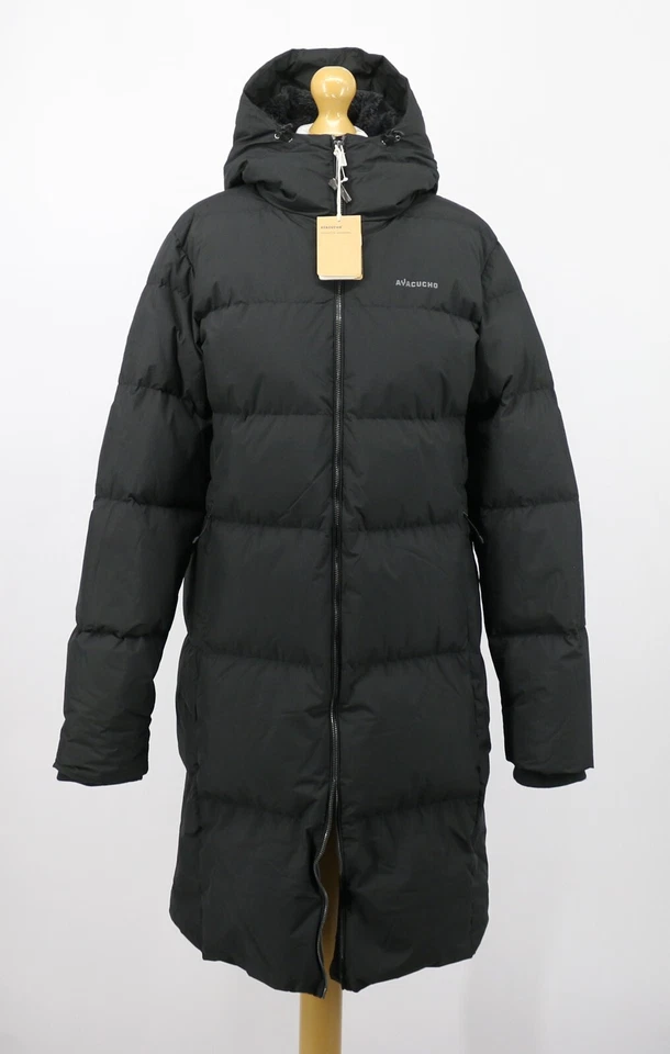 AYACUCHO AARHUS WOMENS LONG COAT RECYCLED DOWN BLACK RRP £140 EG