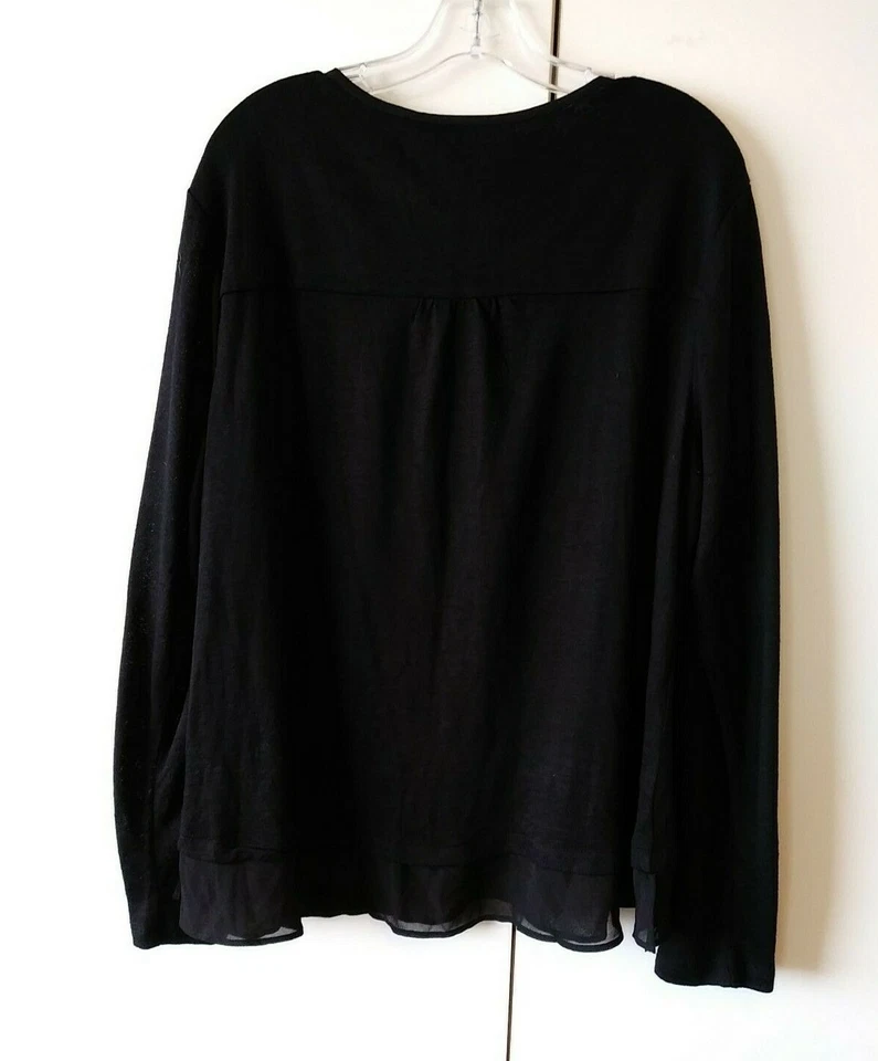 NUEVO SUÉTER TOP MUJER GRACE ELEMENTS NEGRO CON RIBETE DE GASA DOBLADILLO XXL $58 PRECIO DE VENTA SUGERIDO POR EL FABRICANTE Foto 3 de 4