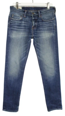 Ambercrombie & Fitch Hommes Jeans W32/L30 Moustaches Délavé Bouton Mouche Bleu - Photo 1/4