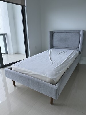 Crate Barrel Weston Upholstered Twin Bed Frame, Naturepedic