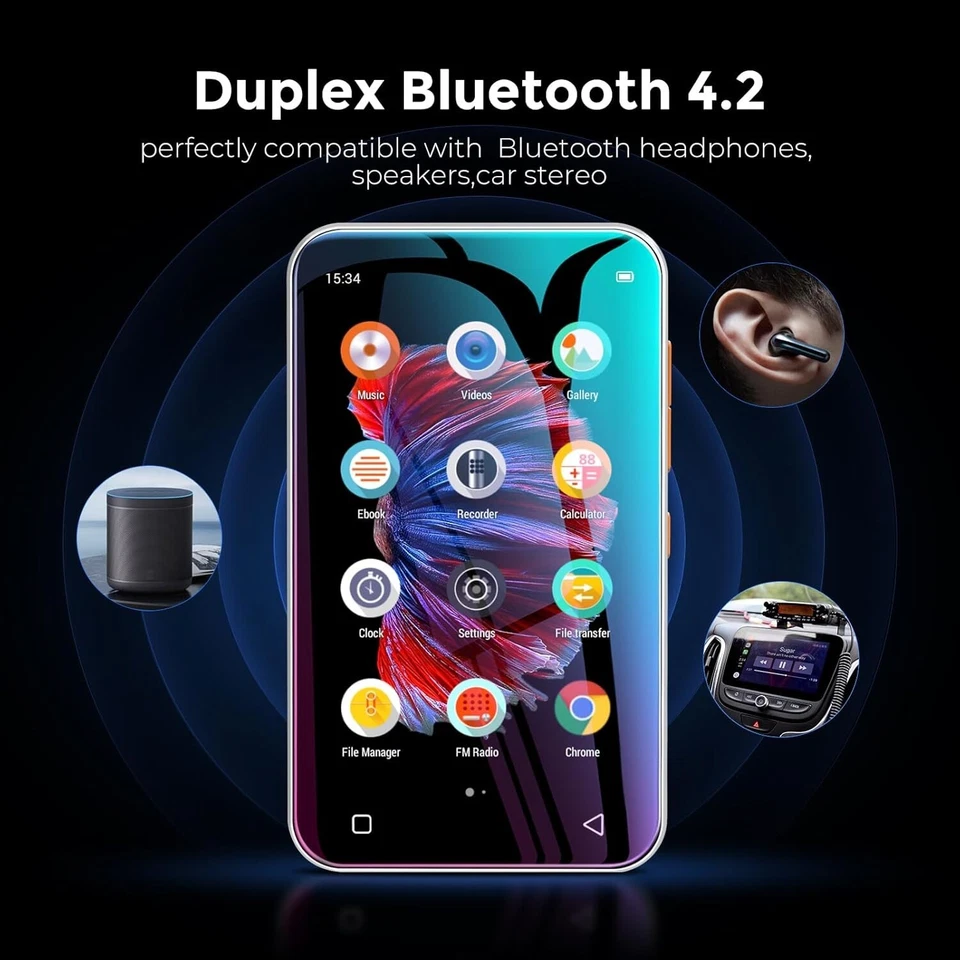 WiFi MP4 MP3 Player mit Bluetooth Touch Tragbar FM E-Book Zubehörpaket B837 - Bild 2 von 4