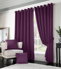 Pair Ready Made Curtains Ring Top Eyelet Lined Room Darkening Drapes Lorena