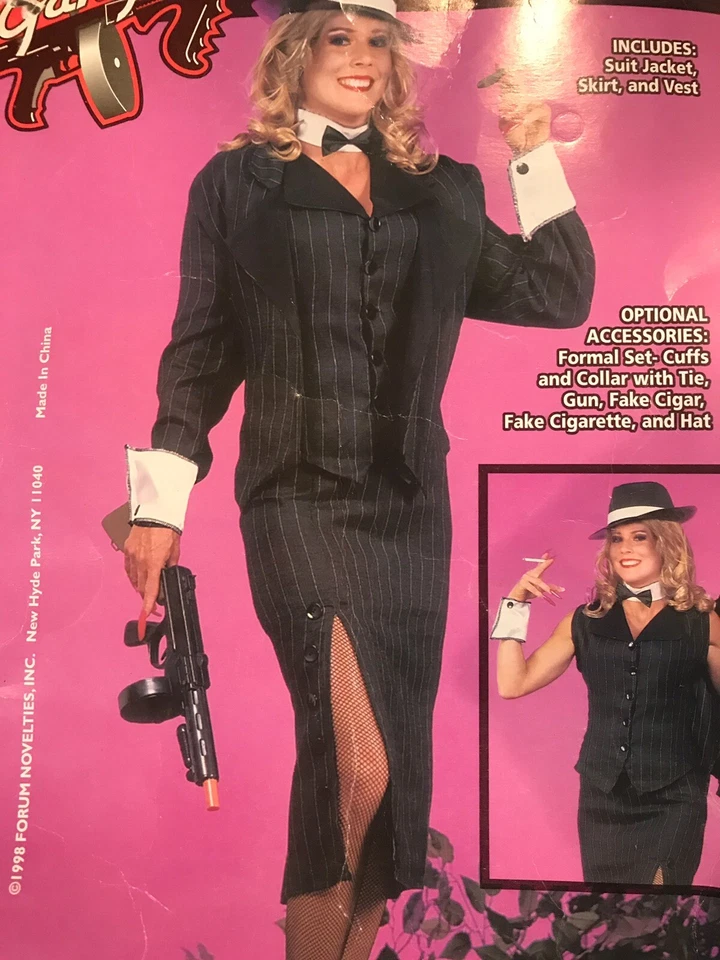 Adulto Damas Gángster Disfraz Chaqueta, Chaleco y Falda Talla Única Halloween Foto 3 de 4