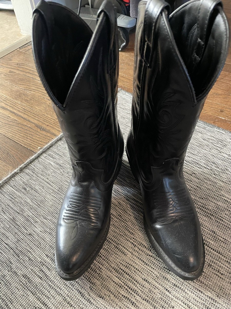 Laredo Men’s Lea Vamp & Foxing Cowboy Boots Size 8.5 EE Silver Accents Point Toe Laredo MENS Lea Vamp Fox Western Cowboy Boots 4210 Black  main image 3