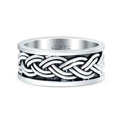 Celtic Crisscross Infinity Oxidized Band Solid 925 Sterling Silver Thumb Ring