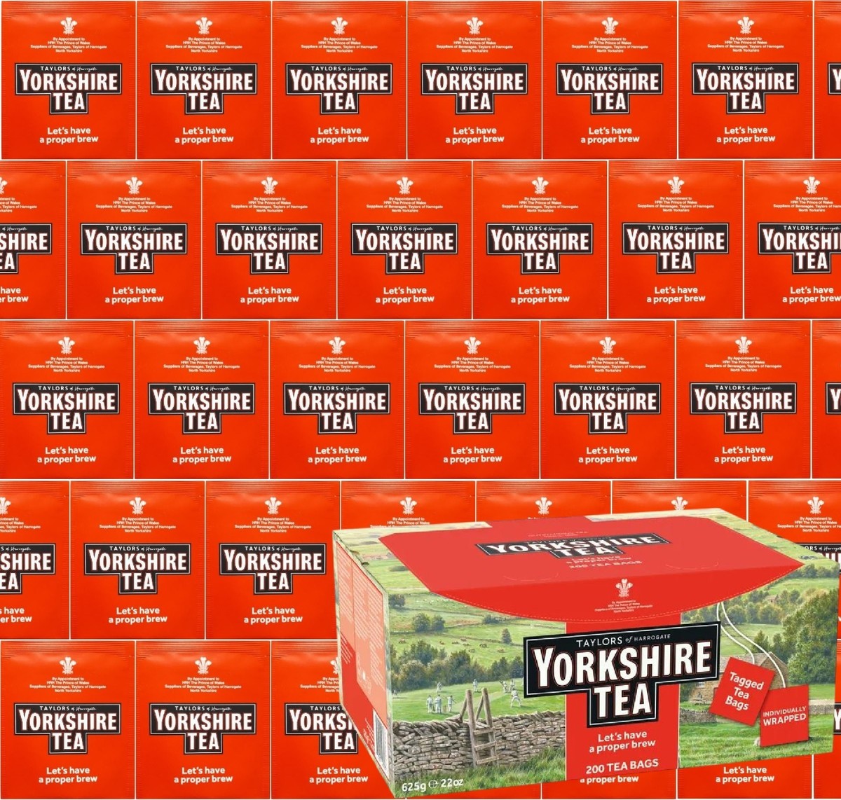 Yorkshire Tea Original Individually Wrapped Tagged Enveloped Tea