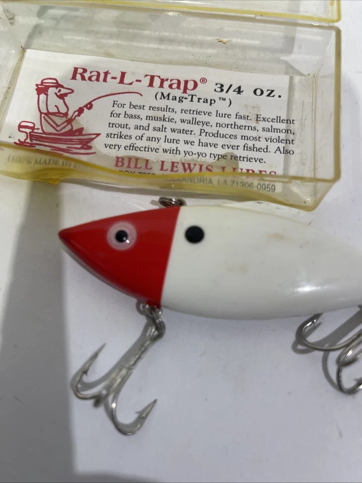 Bill Lewis 3/4 OZ Mag Force Rat-L-Trap 3.5" Blanco Rojo Cabeza Tío Ted Agua Salada Foto 3 de 4