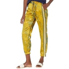 Johnny Was Bellissima Stretch Yellow Floral Silk Jogger Pull On Pants Small 260