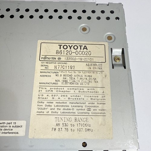 Reproductor de cintas de CD radio AM/FM Toyota OEM 86120-0C020 16814 1990-2002 Camry 4 Runner - Imagen 8 de 8