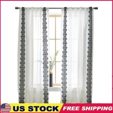 Embroidered Rod Pocket Curtain Panel Light Filtering Window Treatment 50x84 New