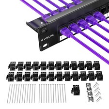 24 Port Keystone Patch Panel 1U 19Inch 25Pack UTP CAT6 Coupler 10G Black