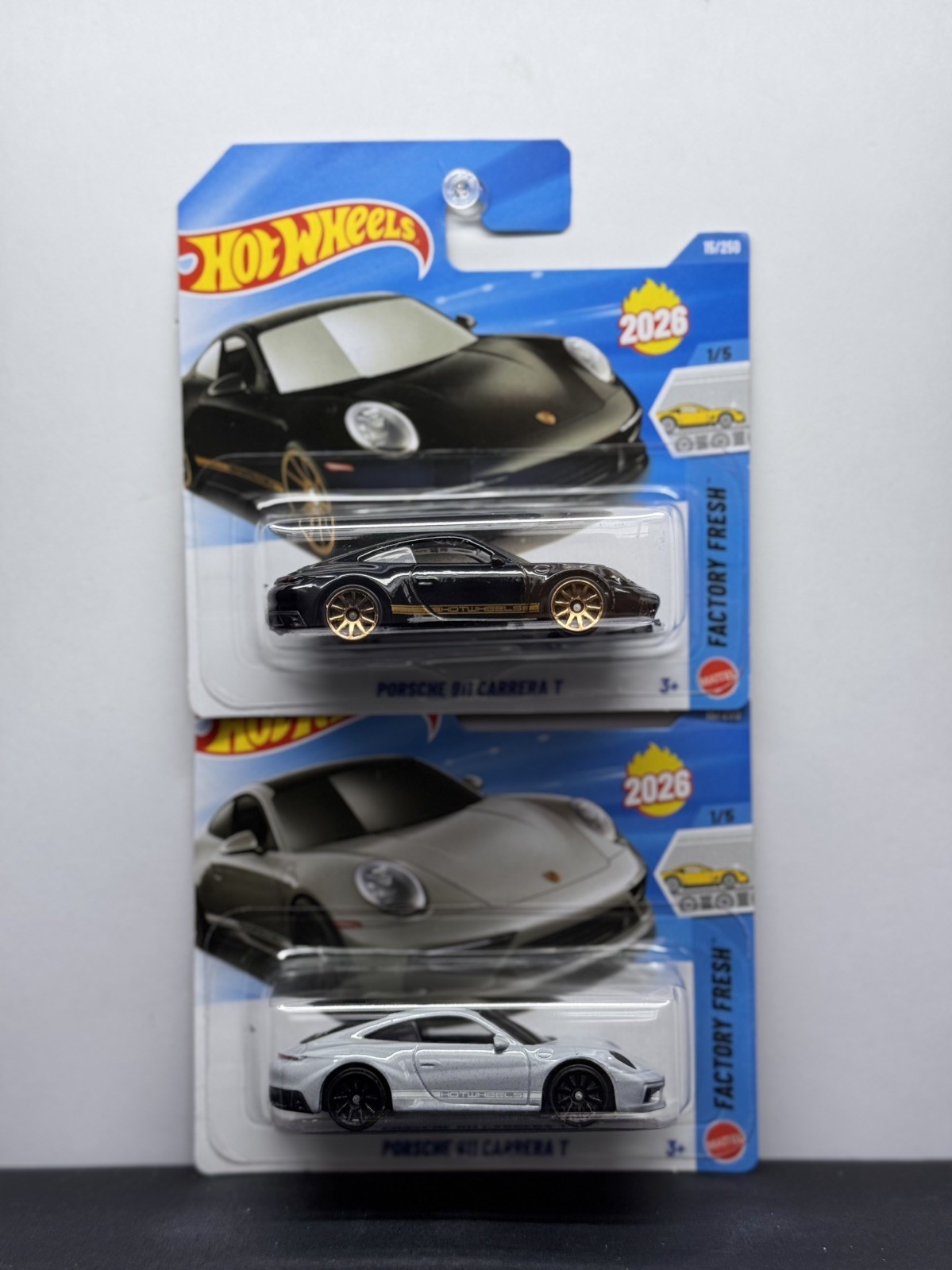 Hot Wheels Lotto 2x Porsche 911 Carrera T Nero + Grigio 2026