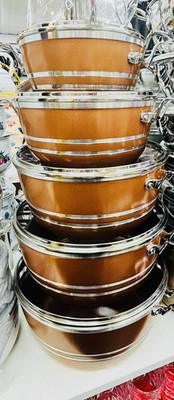10-teiliges Druckguss Kasserolle Topfset Antihaft Induktion Kochgeschirr Suppentöpfe Glasdeckel